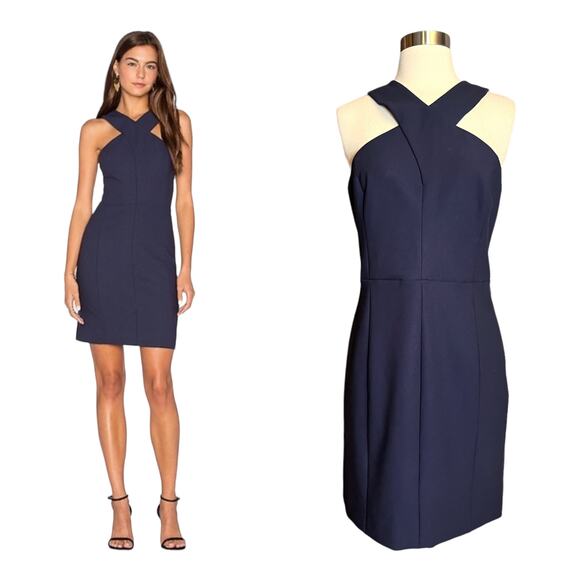ELIZABETH AND JAMES Elliot Dress Navy Blue Dress Mini Sleeveless Cutout Back 10 - Picture 1 of 14